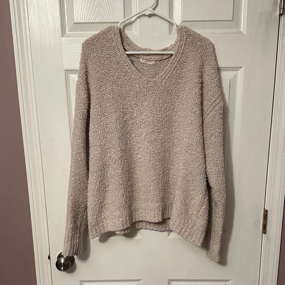 Magnolia Soft Taupe V-Neck Sweater